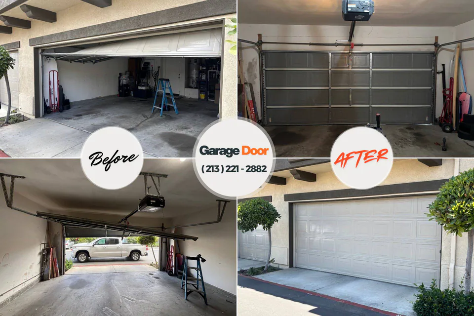 Before and after: garage door repair Mantua, UT